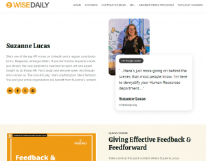 A screenshot of the Suzanne Lucas page at WiseDaily.