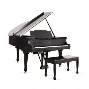 1927 Steinway ebony baby grand piano, having a QRS Petine CD player and remote control, with maker's mark, model M, serial #253508 to the metal plate, with bench (est. $10,000-$15,000).