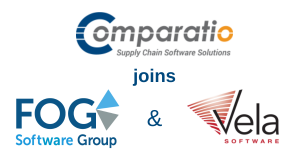 Logotypes of Comparatio, FOG Software Group, and Vela Software.