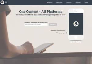 Screenshot of Appsmakerstore's home page featuring AI Mobile App Development Services