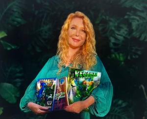 Susan Hargreaves, author, with her books.