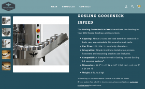 Gosling GooseNeck Infeed for Wild Goose canning systems