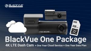 The BlackVue One Package includes a DR970X-2CH LTE Plus 4K dash cam with built-in LTE, one year of Cloud service and one year of cellular data.