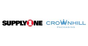 An image featuring the logos of SupplyOne and Crownhill Packaging.