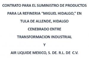 MEI 975 Portado del contrato de suministro de hidrógeno de 2017 entre Pemex TRI y Air Liquide