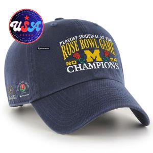 Michigan Wolverines College Football Playoff 2024 Rose Bowl Champions Clean Up Navy Adjustable Hat