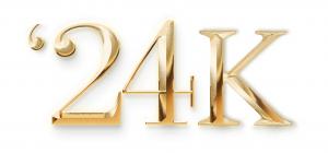 '24K in gold numbers and letter, highlighting the year in gold