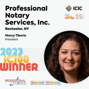 Professional Notary Services, Inc., owned by Marcy Tiberio, is named ICIC Top100 businesses in US