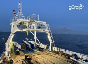 The SMART cable awaiting deployment on the deck of the Antionio Meucci cable laying vessel