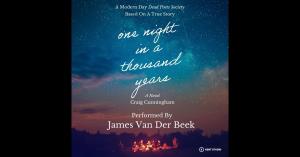 Titles for One Night In A Thousand Years set against backdrop of colorful stars in the sky