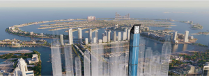 Aeternitas Tower overlooking Dubai Marina and the Iconic Palm Jumeirah