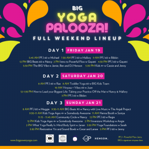 Full weekend lineup for BIG Power Yoga's Yoga Palooza event