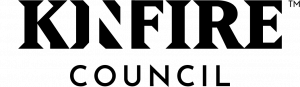 The worlds "Kinfire Council", logo for the game by the same name. In the design of the logo, the 'N' is somewhat hidden (present in the negative space between I and F).