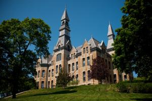 Iconic Mackay Hall on Park University's flagship campus in Parkville, Mo.