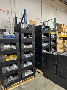 Pallets full of Sock Fancy's socks destined for donations to major non-profit organizations.