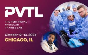 PVTL logo, stock image of medical procedure