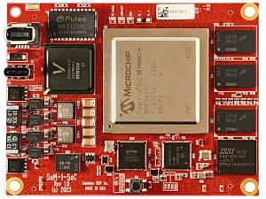 The SoM1-SoC includes a low-power Microchip PolarFire FPGA with a 64-bit Linux-capable RISC-V processor