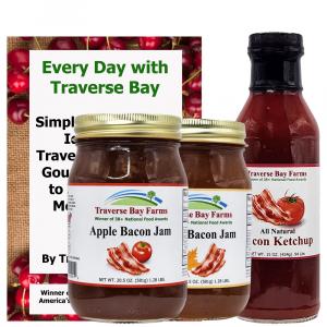 Apple bacon jam, bacon jam, maple bacon jam and bacon ketchup, bacon recipe cookbook