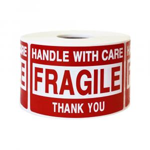 EIONO® - Handle with Care Fragile Red Warning Shipping Label Stickers (2" x 3")