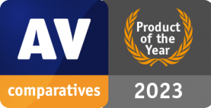 AV-Comparatives certification with logo for the Product of the Year 2023.