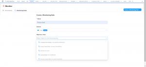 Prodly Compliance Center UI showing how to create a monitoring rule.