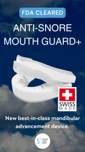 An image of the Anti-Snore Mouth Guard + showing the device hinges allowing an open mouth position.
