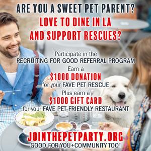Join the Pet Party to Dine for Good and Help Fund Rescues Launching in LA