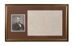 President Abraham Lincoln signed document dated March 21, 1861 for the appointment of Calvin Hudson to advocate claims of U.S. citizens over Costa Rica (est. $5,000-$7,000).