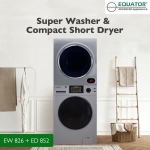 Equator 110V 1.6 Cf Washer W/ Pet Cycle & 110V 3.5cf Vented Digital Sensor Dryer In Silver
