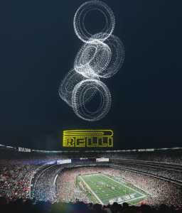 Pirelli Tires made of drones over a stadium