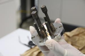 Photo of samples produced by the Metal 3D Printer prior to launch to the space station.