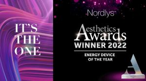 Text: It's the One. Nordlys: Aesthetics Awards Winner 2022, Energy Device of the Year.
