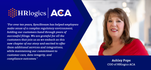 Ashley Pope comments on SyncStream becoming HRlogics ACA