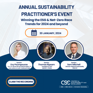 Image depicting the Annual Sustainability Practitioners event 3 guest speakers