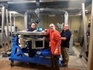 The Leo Cancer Care team installing the upright CT scanner at McLaren Proton Therapy Center in Flint, Michigan US.