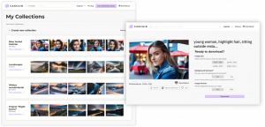 Product review of Cascaid's new platform that shows how users can create collections to organize and collaborate with others with the ability to click on a singular image to view and download it.
