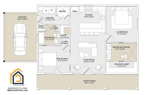 Layout of the Quinn Two Bedroom Home Kit