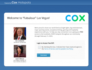 Cox provides FREE access to its Wi-Fi hotspot network in Las Vegas metro area through February 12