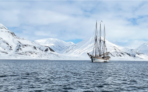 Tall ship exploring high arctic waters