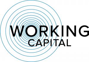 Working Capital Fund Logo, blue concentric circles with the company name in black text