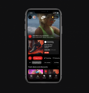 Nike branded storefront in dark mode