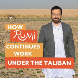 Founder & CEO of Rumi Spice, Keith Alaniz, pictured here in Afghanistan with the words "How Rumi Continue work under the Taliban"