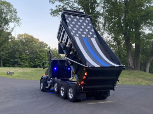 BACK THE BLUE MESH DUMP TRUCK TARP