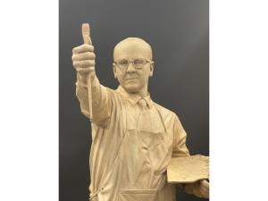 Medium close-up of the Dr Peck Memorial figure in Clay