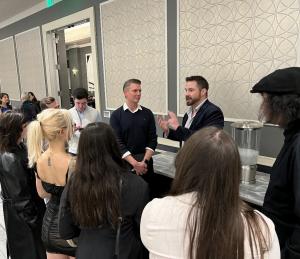 InStyler CEO Dan Fugardi coaches local community entrepreneurs in business at a monthly event held in a downtown Los Angeles financial district building