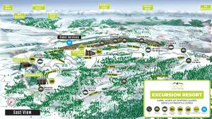 This image shows a trail system of Horn Ranch in Wolcott, Colorado featuring trails, forests and vantage points with vistas of Vail Mountain, Beaver Creek, The Gore Range in the distance.