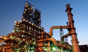 Picture of a power plant at night