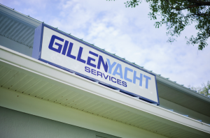 Gillen Yacht Services' new sign in Safe Harbor Lauderdale Marine Center.