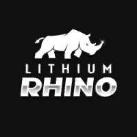 Logo of Lithium Rhino featuring a silhouette of a rhinoceros above the stylized text 'LITHIUM RHINO' on a black background.