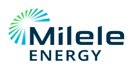Image of ray with blues and green hues around the words "Milele Energy"